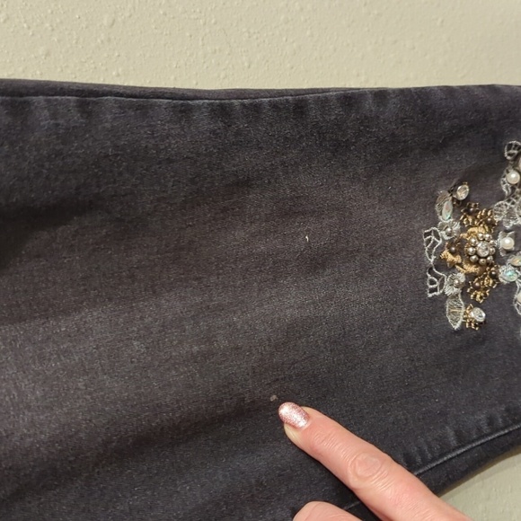 K.Jordan Black Washed Jeans Embellished Bling Size 14 - Picture 8 of 13